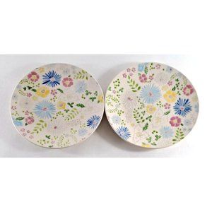 Martha Stewart Macys Painters Garden Salad Plates Set Of 2 Pastel Floral 9"